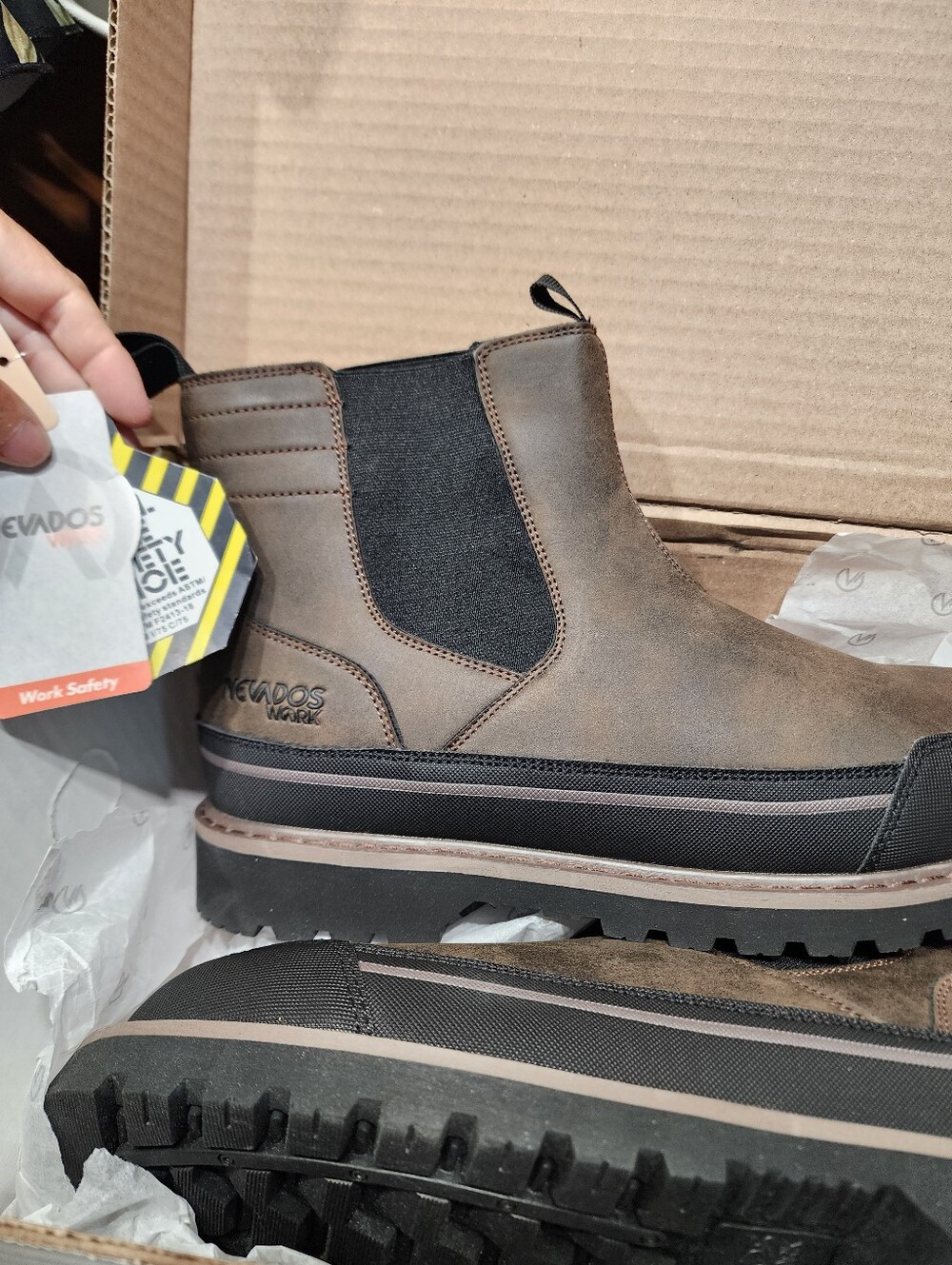 Nevados Steel Toe Men’s Brown Slip-On Work Boots